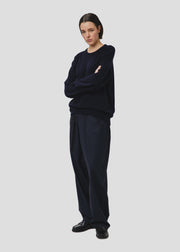 Seven Gauge U Sweater Wool Cashmere Crewneck Sweater - Blue