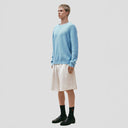 Seven Gauge U Sweater Wool Cotton Crewneck Sweater, Azzurro