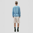 Seven Gauge U Sweater Wool Cotton Crewneck Sweater, Azzurro
