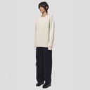 Seven Gauge U Sweater Wool Cotton Crewneck Sweater, Beige