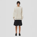 Seven Gauge U Sweater Wool Cotton Hooded Sweater, Beige