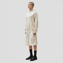Seven Gauge U Sweater Wool Cotton Hooded Sweater, Beige