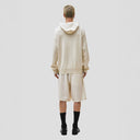 Seven Gauge U Sweater Wool Cotton Hooded Sweater, Beige