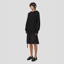 Seven Gauge U Sweater Wool Cotton Hooded Sweater, Nero