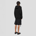 Seven Gauge U Sweater Wool Cotton Hooded Sweater, Nero