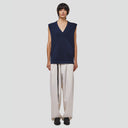 Seven Gauge U Vest blu / s Cotton Vest Sweater