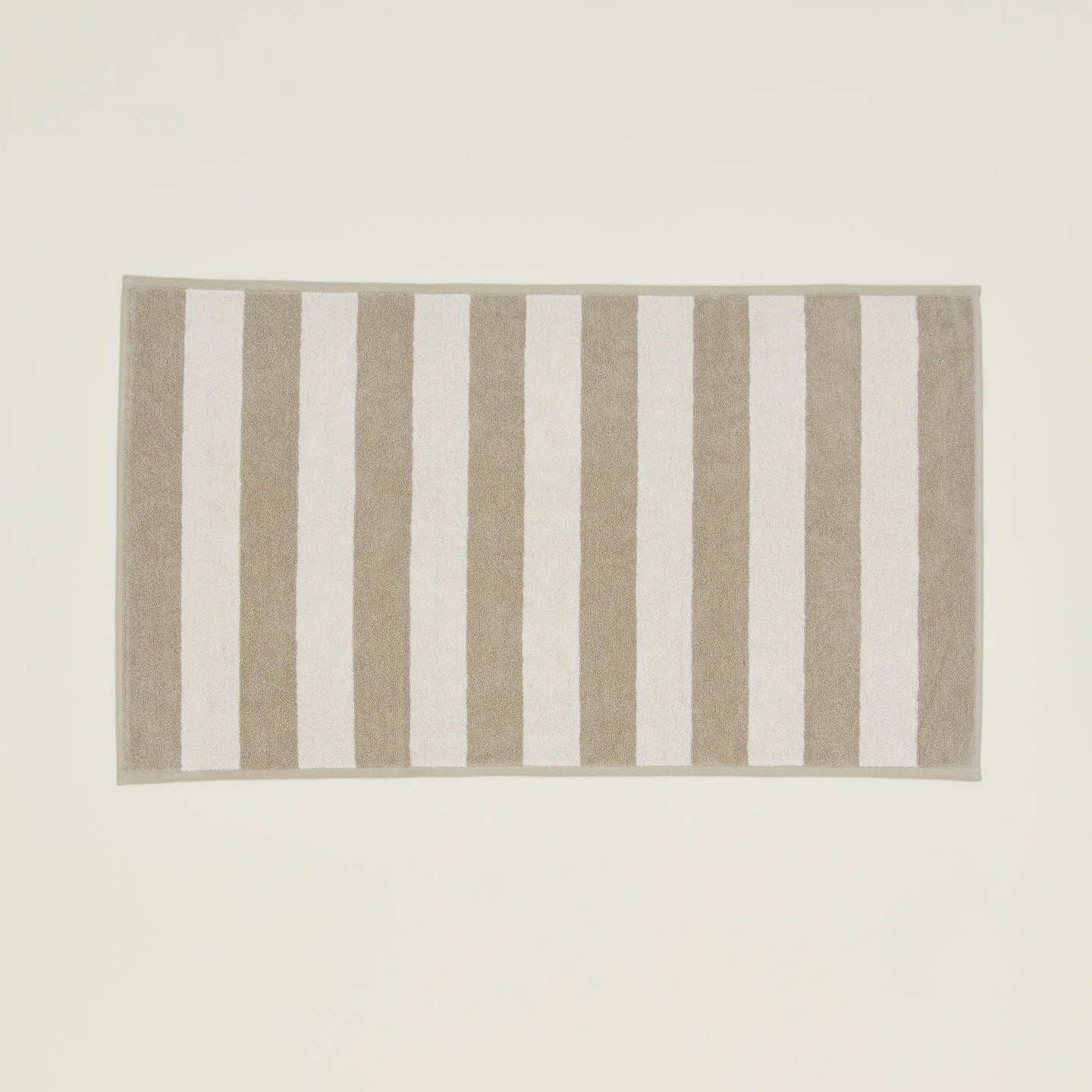 Simple Striped Terry Bath Mat, Ivory/Flax