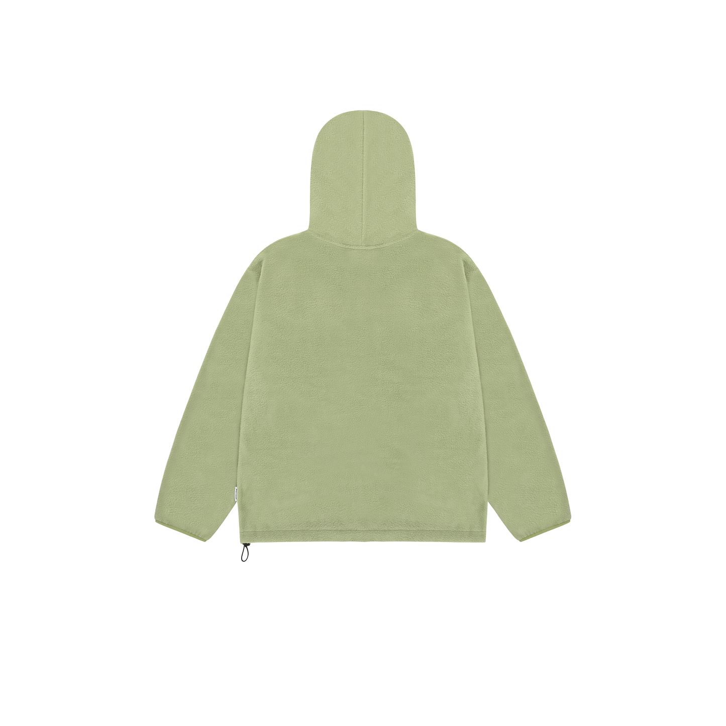 The Sunrise Fleece Snap Hoodie by Kappy is a timeless, light green jacket featuring long sleeves and a side zip, shown from the back view.
