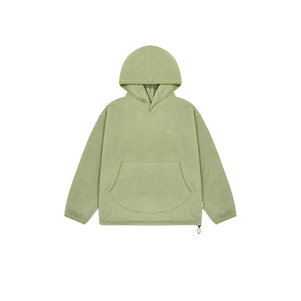 Sunrise Fleece Snap Hoodie by Kappy, presented against a plain black background, highlights its classic design with a front pocket.
