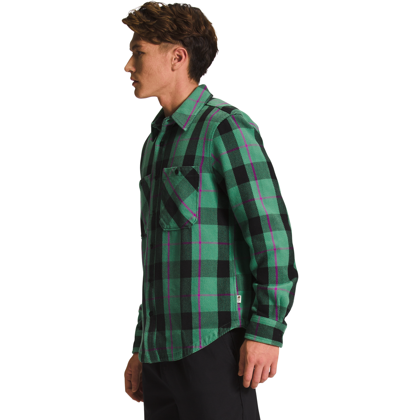 The North Face M Button Down Shirt Men's Valley Twill Flannel Shirt, Deep Grass Green Hero Lrg Plaid