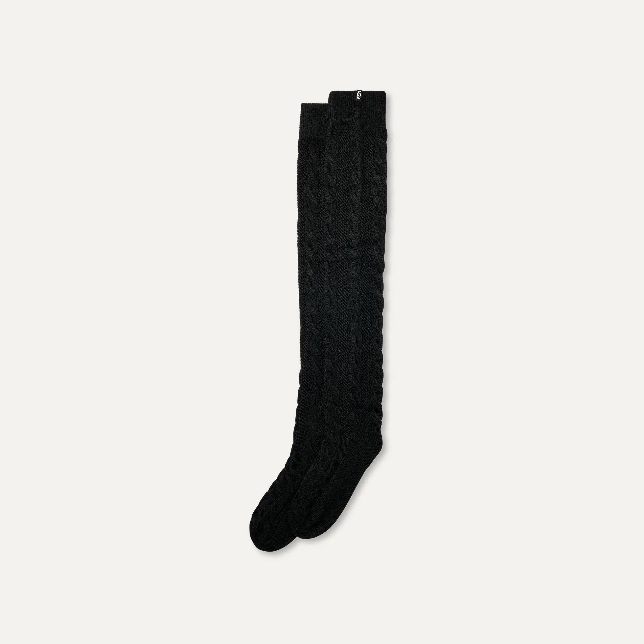 UGG Socks BLACK / L/XL W Zanika Thigh High Cable Sock