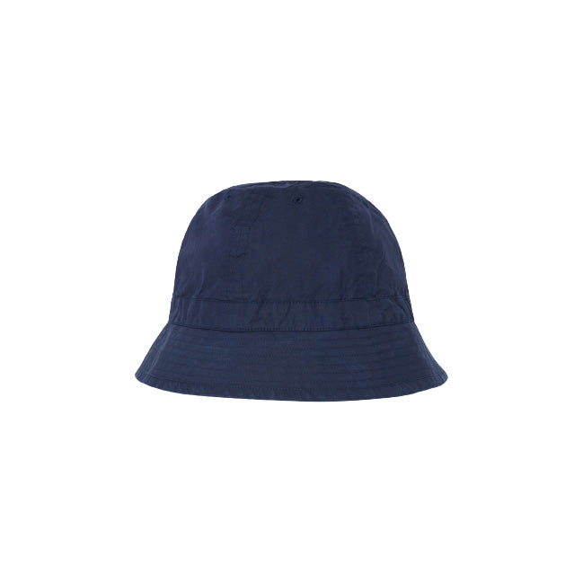 A navy Naval Hat from Universal Works, featuring a wide brim and subtle stitching, set against a white background.