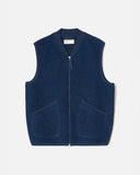Universal Works Jackets Wool Fleece Zip Waistcoat - Indigo