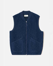 Universal Works Jackets Wool Fleece Zip Waistcoat - Indigo