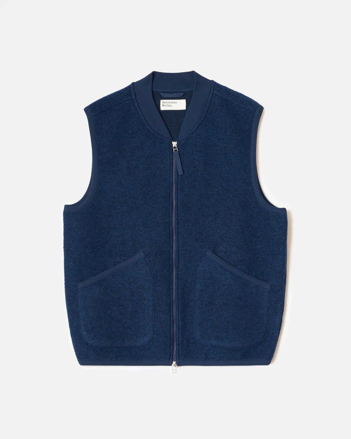 Universal Works Jackets Wool Fleece Zip Waistcoat - Indigo