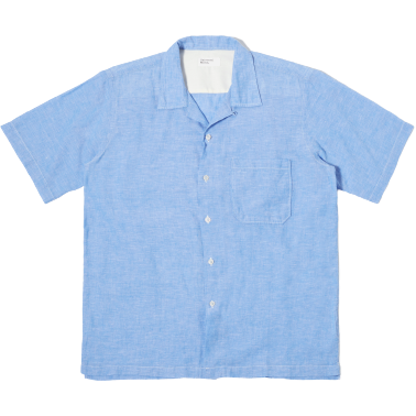 Universal Works M Button Down Shirt Camp Shirt, Blue