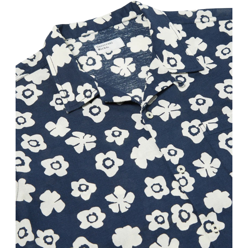 Universal Works M Button Down Shirt Road Shirt, Indigo Flower