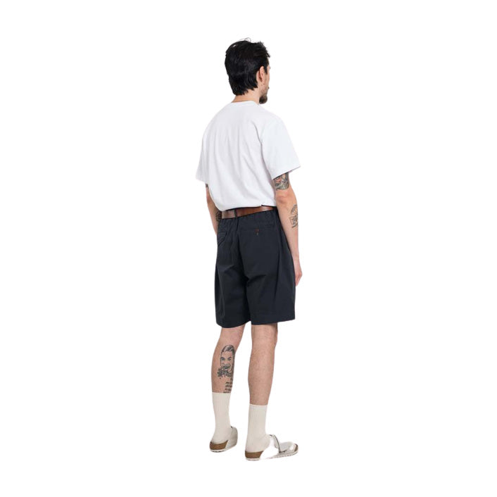 Universal Works M Casual Shorts Pleated Track Short Paper Touch Cotton, Dark Navy
