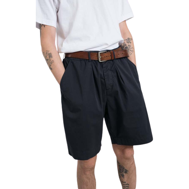 Universal Works M Casual Shorts Pleated Track Short Paper Touch Cotton, Dark Navy