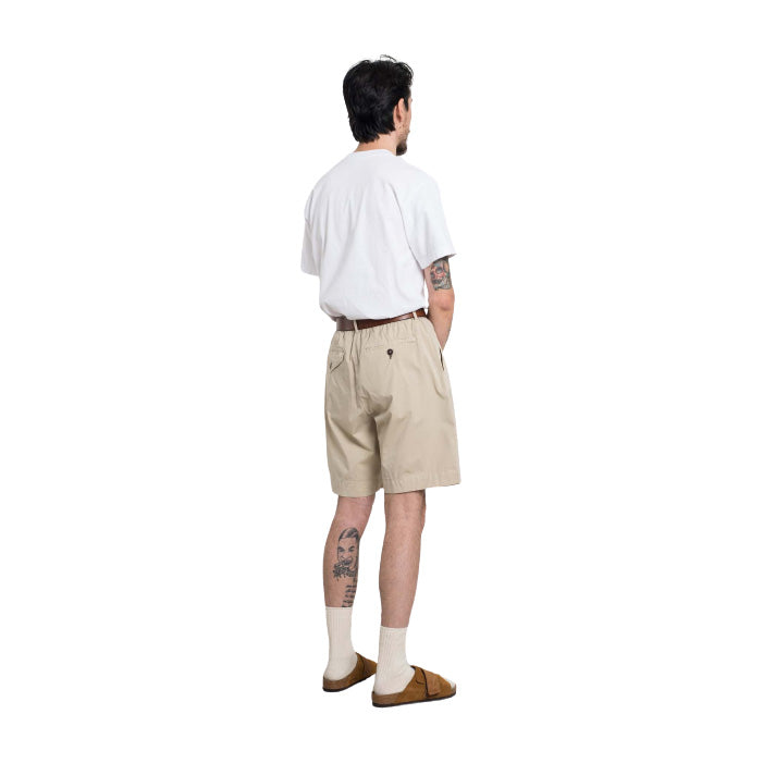 Universal Works M Casual Shorts Pleated Track Short Paper Touch Cotton, Stone
