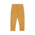 Universal Works' Military Chino Corduroy in Corn features a relaxed fit with front button and zipper, mid-rise design, and two side pockets, making these military-inspired trousers perfect for any casual outing.