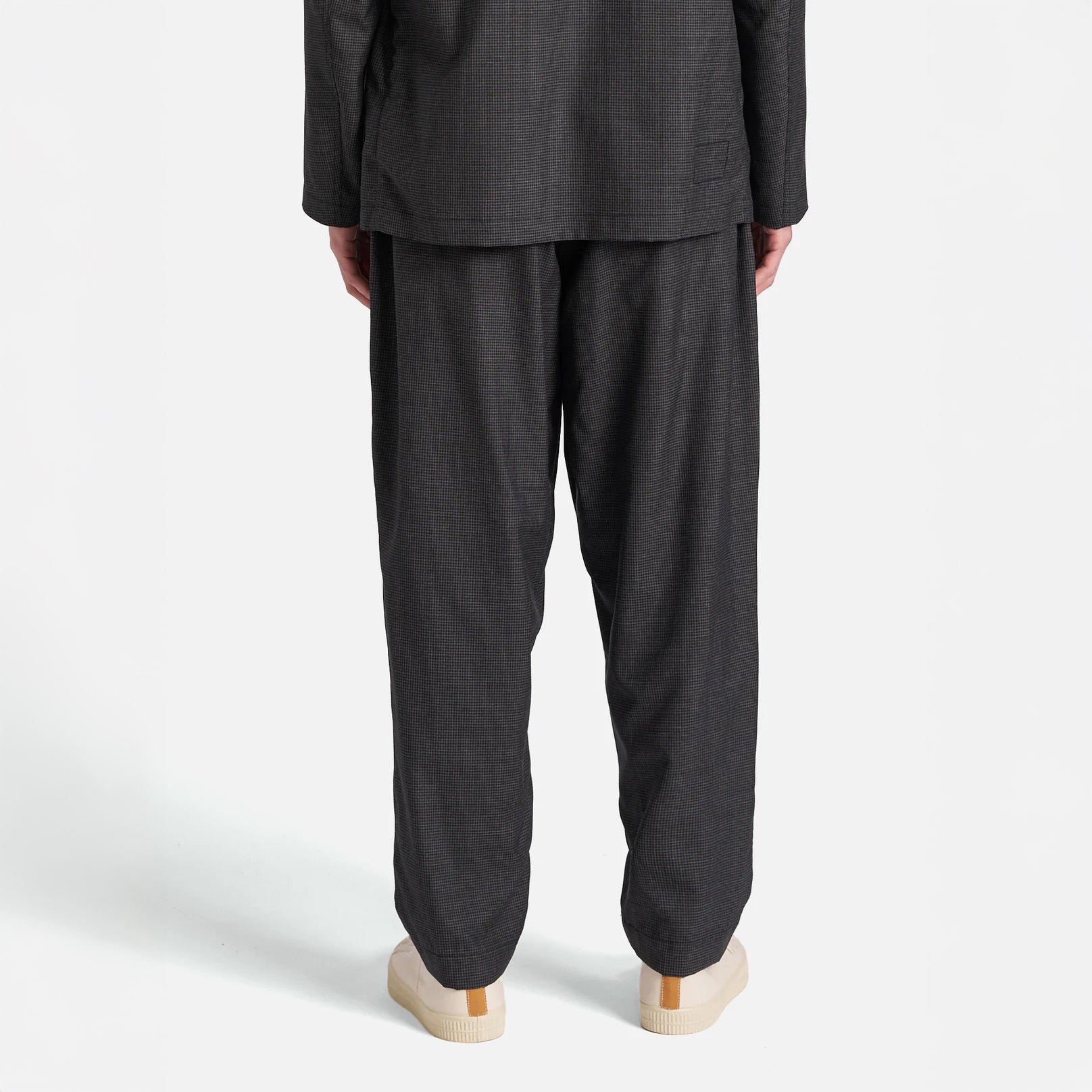 Universal Works M Pants Mini Check Pleated Track Pant, Black