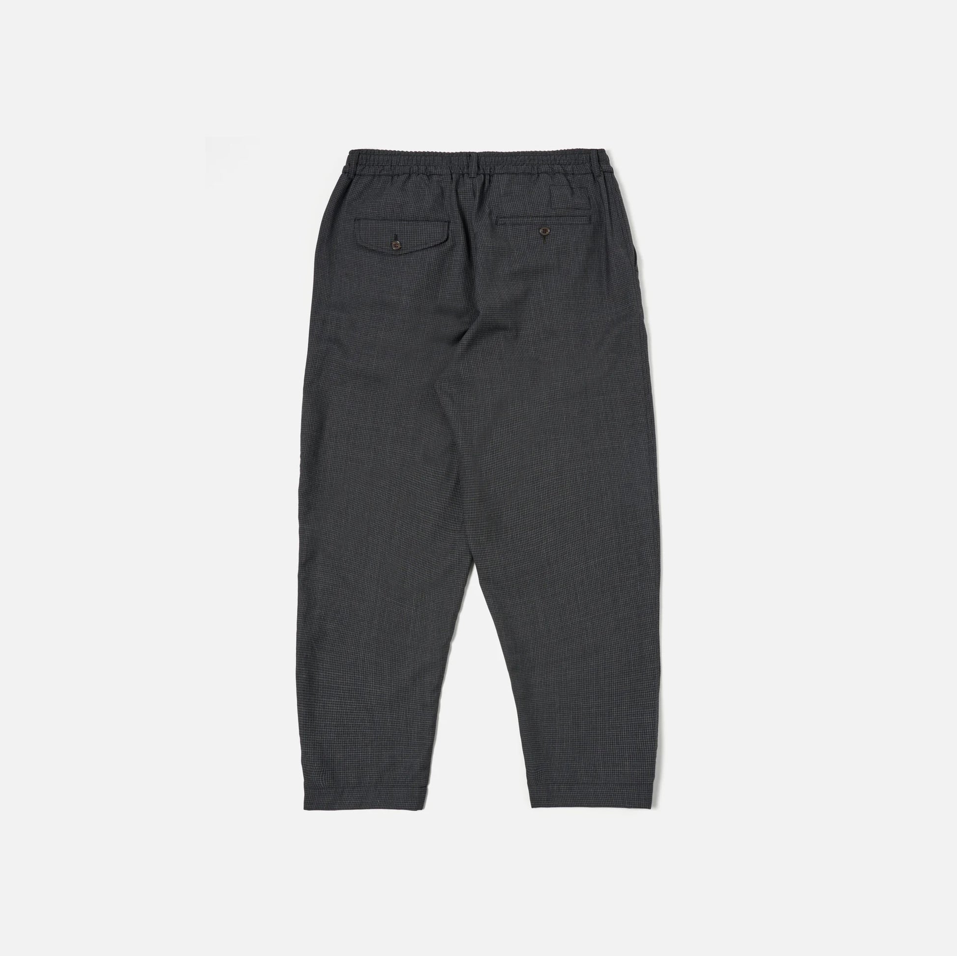Universal Works M Pants Mini Check Pleated Track Pant, Black