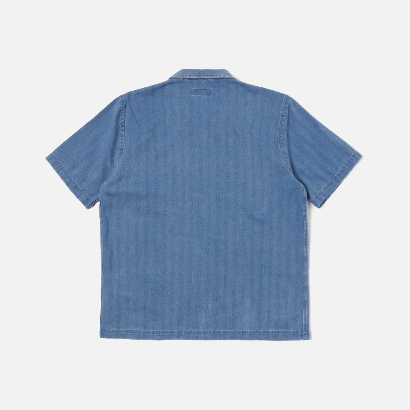 Universal Works M Shirt Herringbone Recycled Road Shirt, Washed Indigo