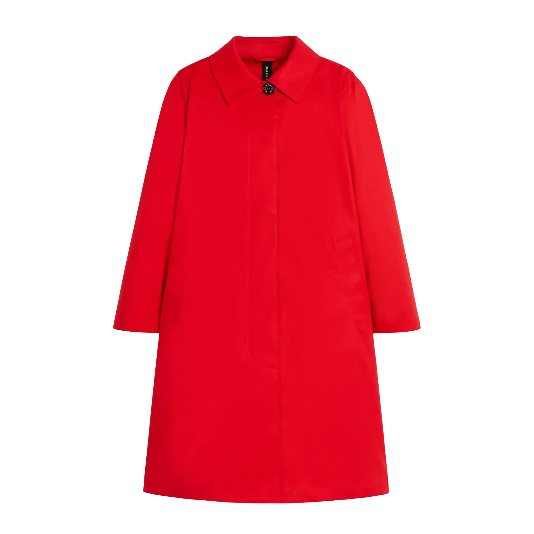 W Banton trench coat by Mackintosh, crafted in water-repellent cotton, features a classic collar and button closure with an A-line silhouette, set against a white background.