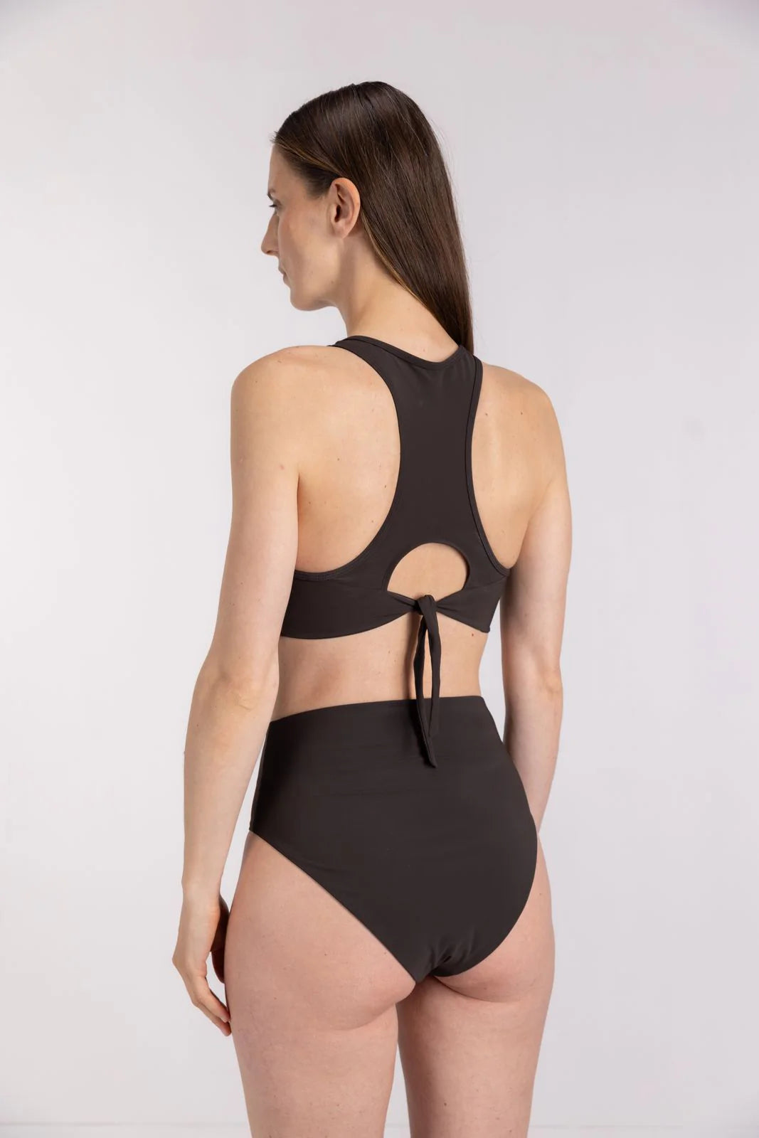 Wallien Bikini Top Bikini Top Racerfront Tie - Coffee