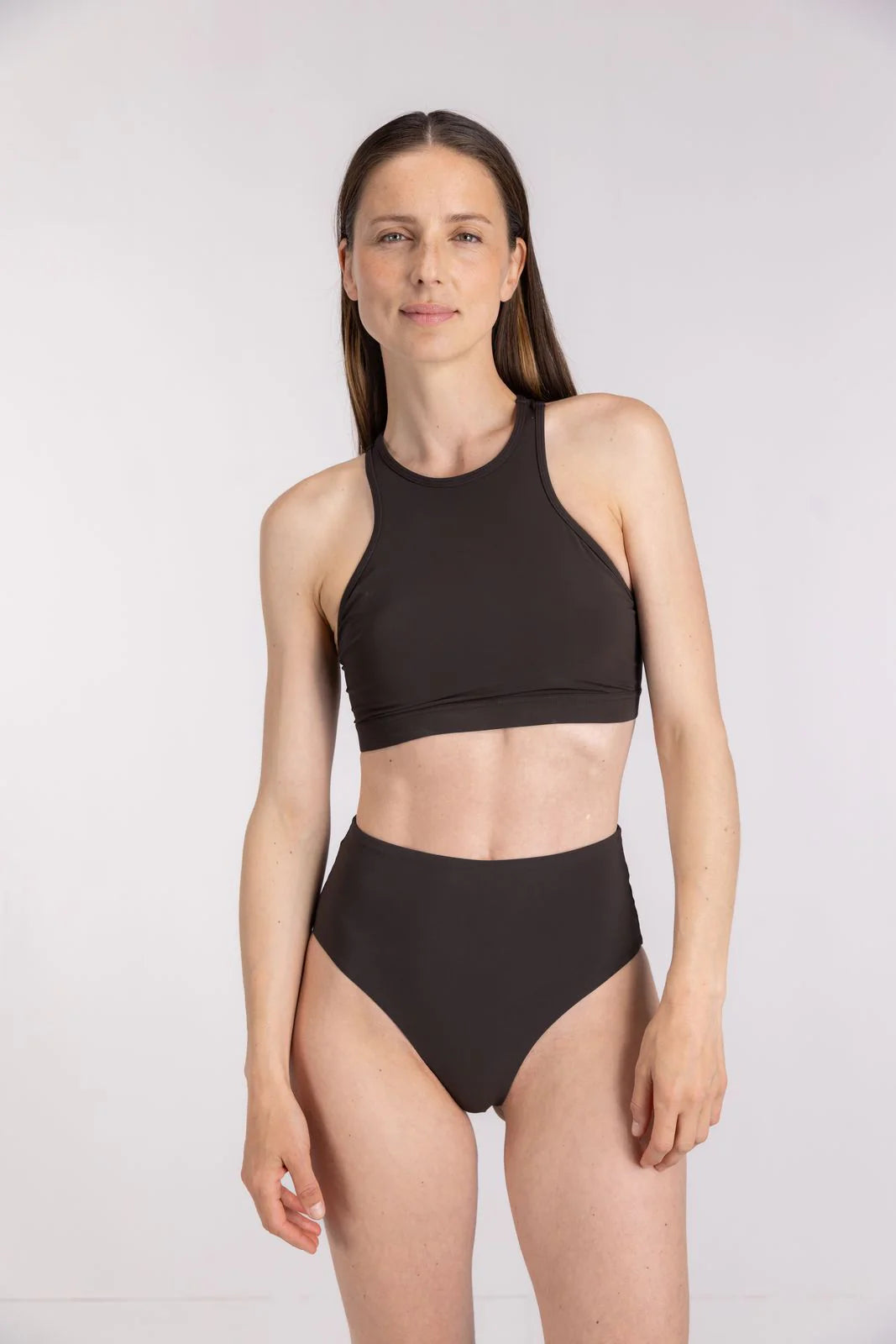Wallien Bikini Top Bikini Top Racerfront Tie - Coffee