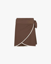 Wallien W Cover Up Wrap Skirt - Brown / White