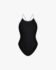 Wallien W One Piece Liberty Racerback Swimsuit High Cut - Black