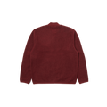 Back view of the Universal Works Zip Bomber Fleece in maroon, showcasing its regular fit and two-way zip, set against a white background.